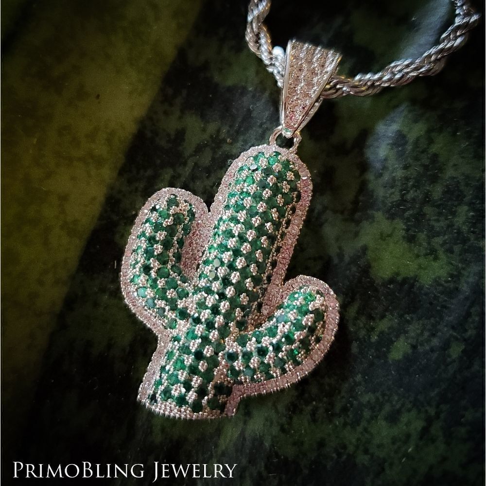 Iced Out Cactus Necklace